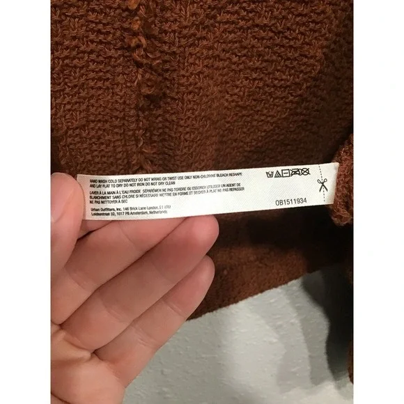 Free People FP Beach Adams Set Shrug Cardigan Rust Open Front Oversized XS Boho - Picture 5 of 6